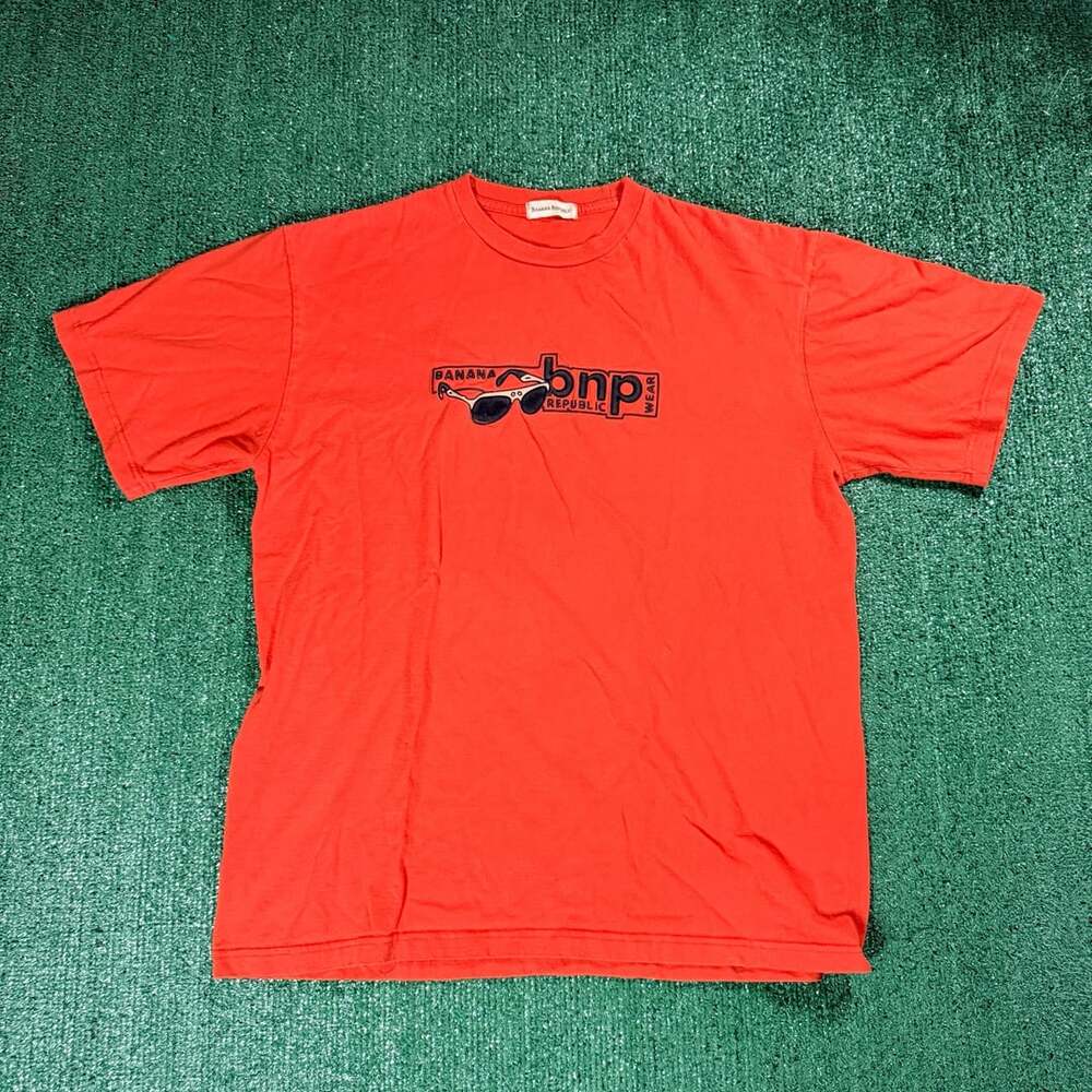 Y2K Banana Republic bnp Wear Sunglasses T-Shirt Orange Large
